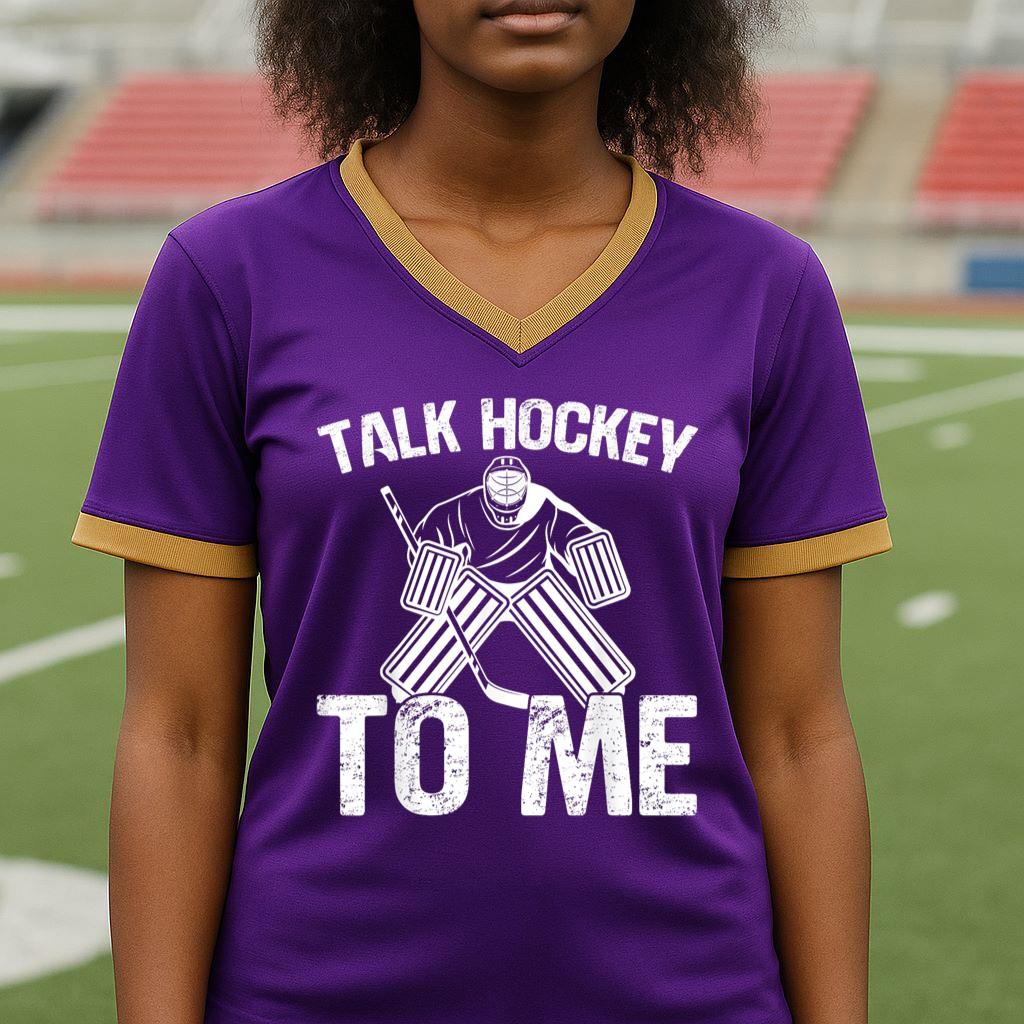 Mckenzieshoponline Ice Hockey Vintage Talk Hockey To Me Football Jersey - Image 5