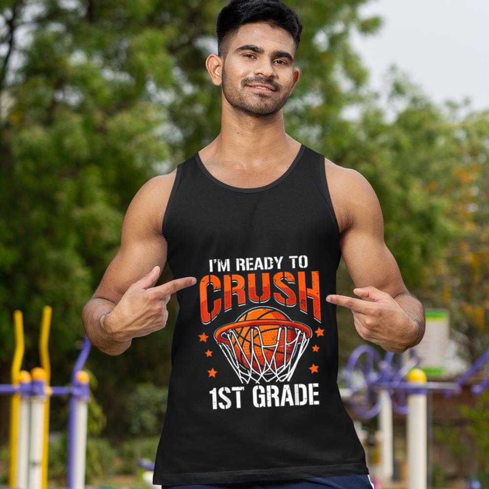 Mckenzieshoponline I'm Ready to Crush 1st Grade Basketball Slam Dunk Tank Top - Image 2