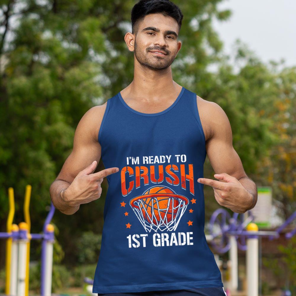 Mckenzieshoponline I'm Ready to Crush 1st Grade Basketball Slam Dunk Tank Top - Image 3