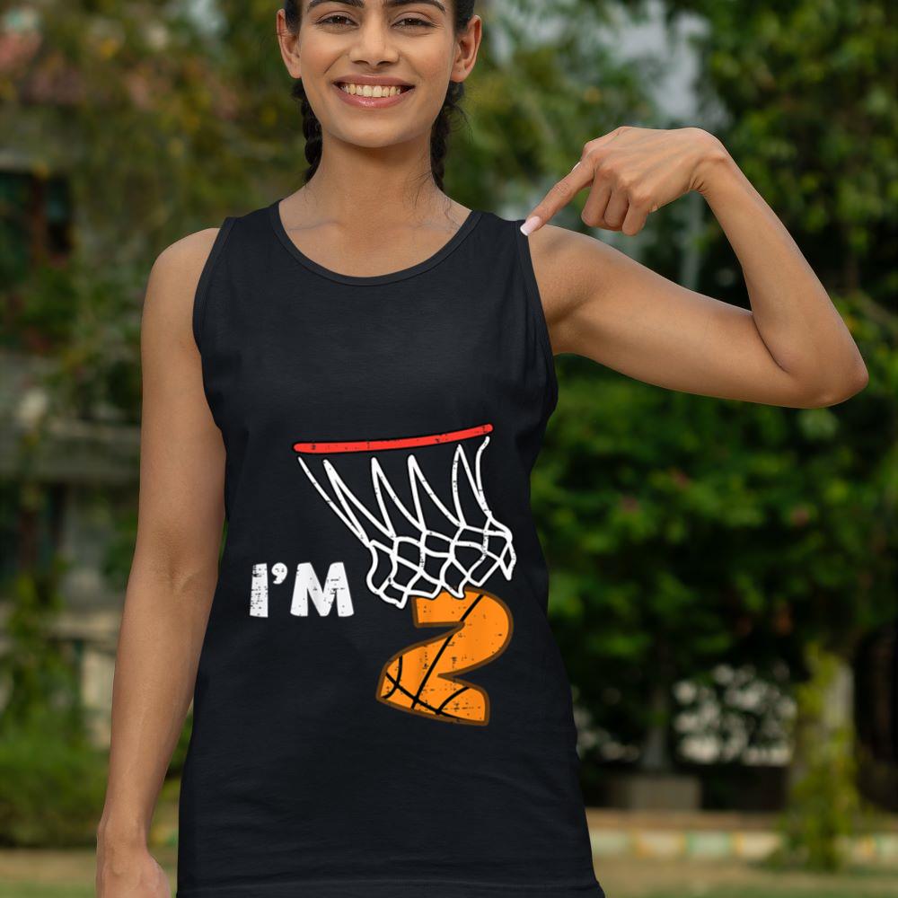 Mckenzieshoponline Kids 2nd Birthday Basketball Im 2 Two Year Old Bday Toddler Boys Tank Top - Image 4