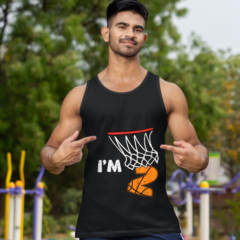 Mckenzieshoponline Kids 2nd Birthday Basketball Im 2 Two Year Old Bday Toddler Boys Tank Top - Image 2