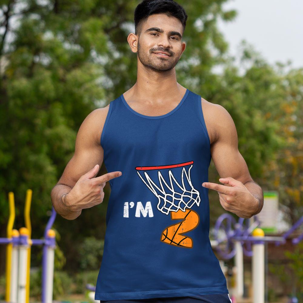 Mckenzieshoponline Kids 2nd Birthday Basketball Im 2 Two Year Old Bday Toddler Boys Tank Top - Image 3