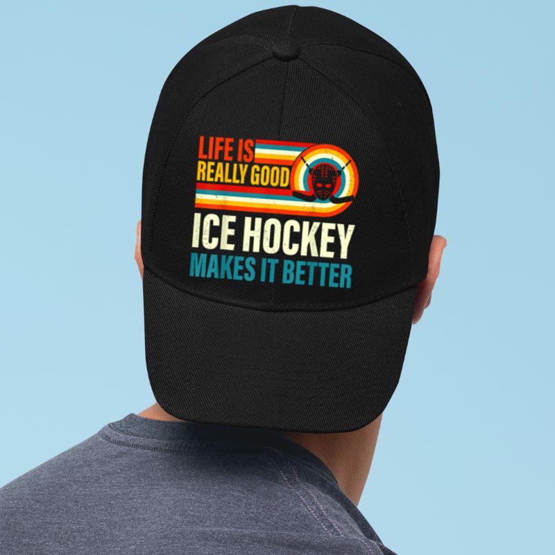 Mckenzieshoponline Life Is Really Good Ice Hockey Makes it Better Cap - Image 2