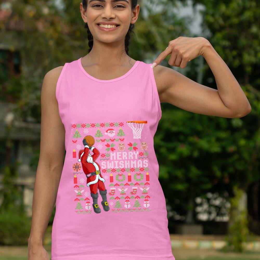 Mckenzieshoponline Merry Swishmas Ugly Christmas Basketball Christmas Tank Top - Image 5