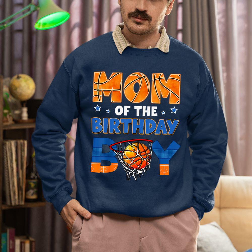 Mckenzieshoponline Mom Of The Birthday Boy Basketball Baller Bday Family Party Sweatshirt - Image 3