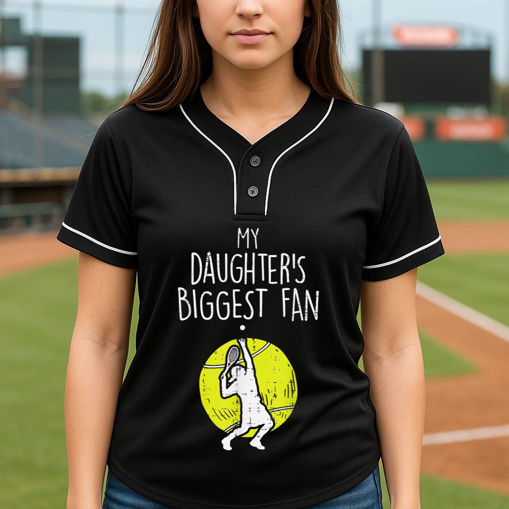 Mckenzieshoponline My Daughters Biggest Fan Tennis Family Mom Dad Men Women Baseball Jersey - Image 4