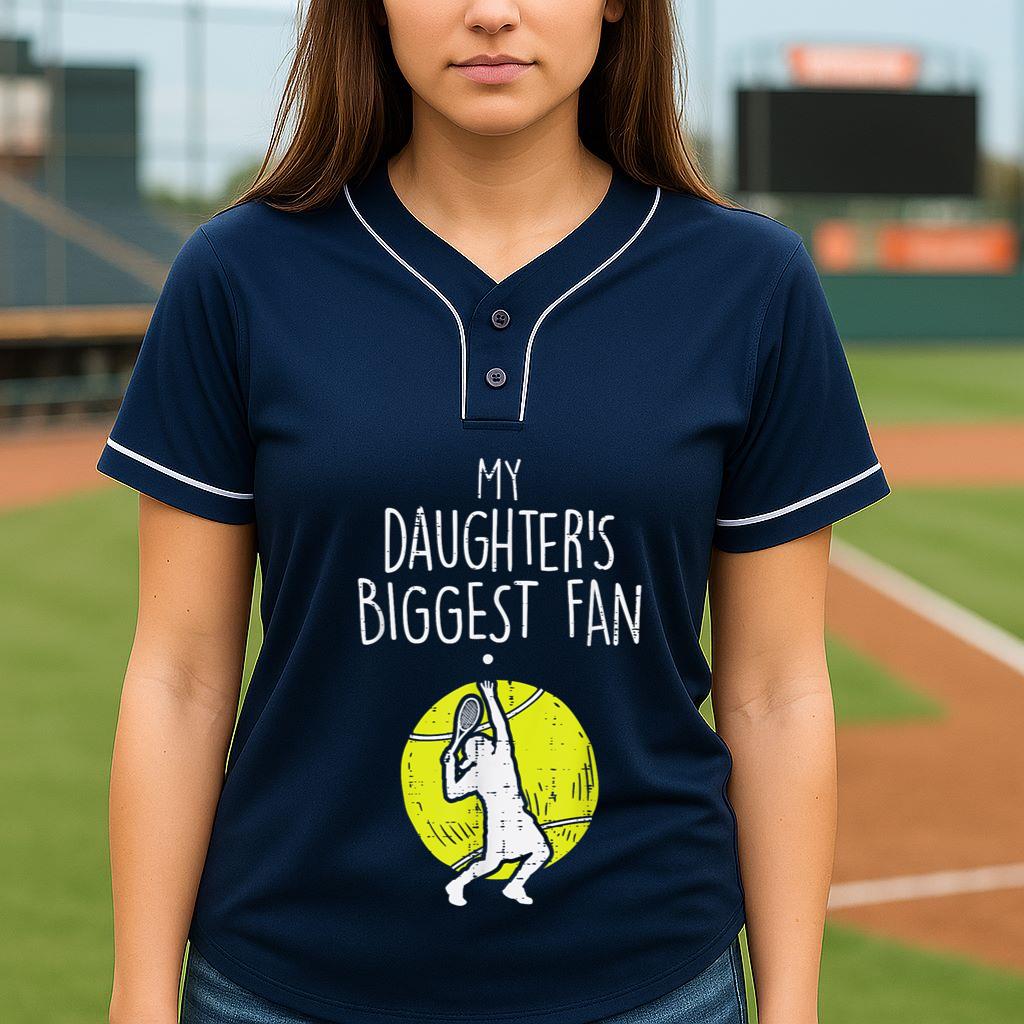 Mckenzieshoponline My Daughters Biggest Fan Tennis Family Mom Dad Men Women Baseball Jersey - Image 5