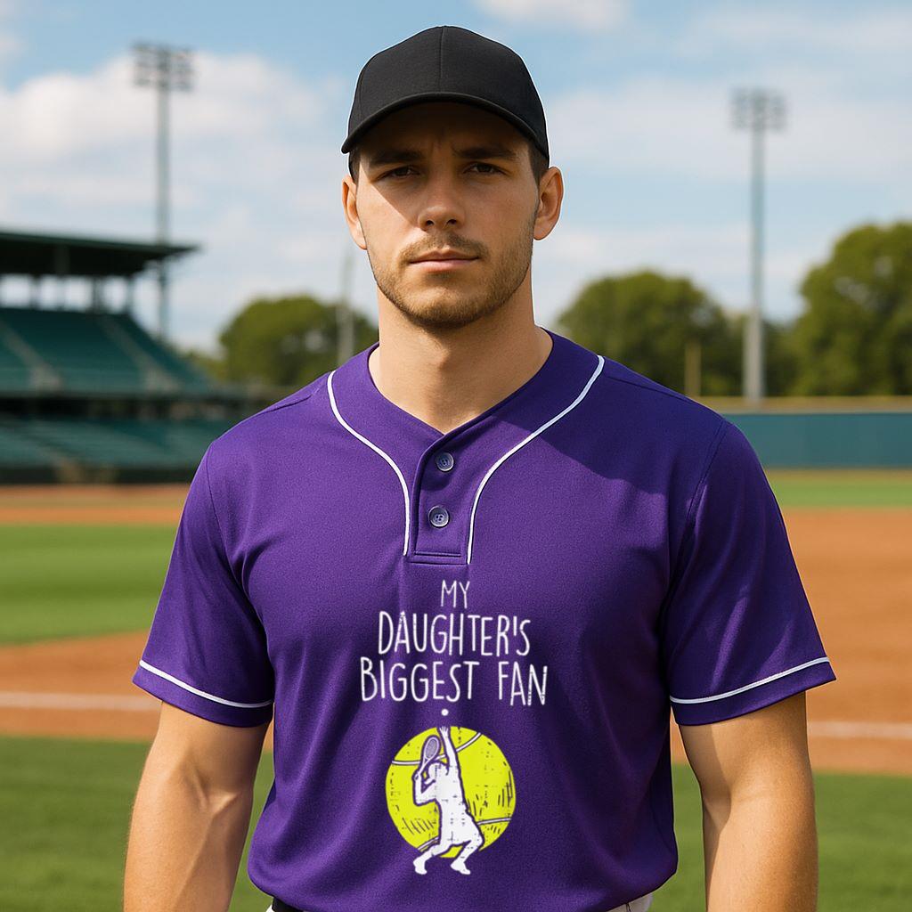 Mckenzieshoponline My Daughters Biggest Fan Tennis Family Mom Dad Men Women Baseball Jersey - Image 3