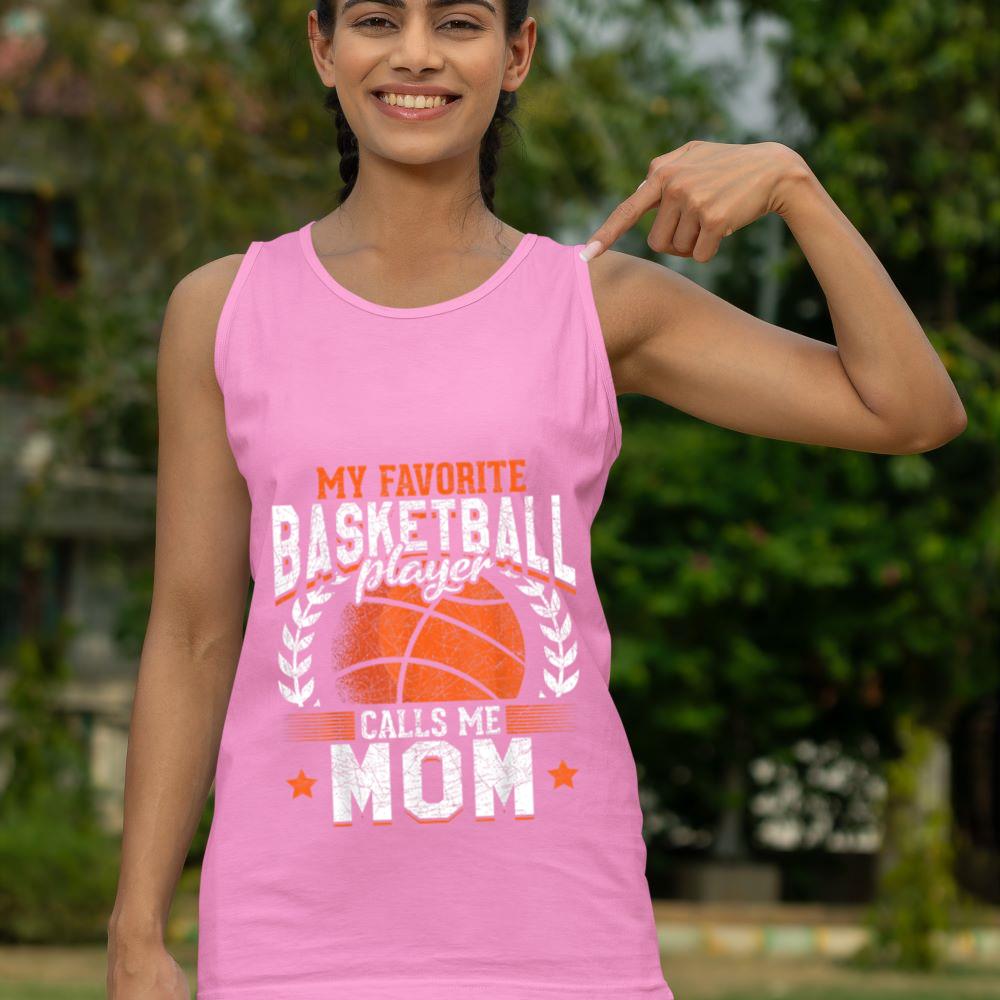 Mckenzieshoponline My Favorite Basketball Player Calls Me Mom Basketball Tank Top - Image 5