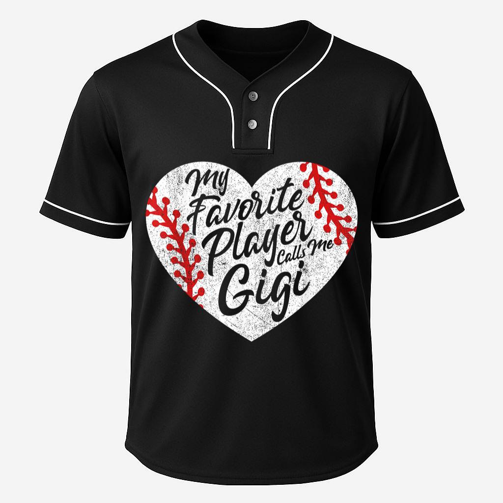 Mckenzieshoponline My Favorite Player Calls Me Gigi Baseball Heart Cute Grandma Baseball Jersey