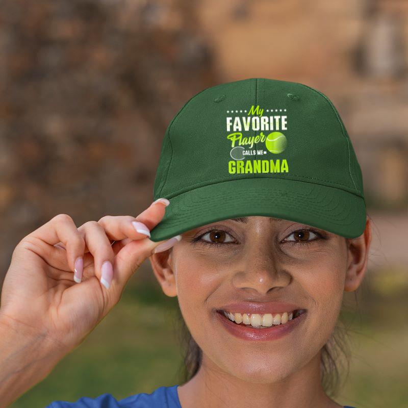Mckenzieshoponline My Favorite Tennis Player Calls Me Grandma T-Shirt Cap - Image 3
