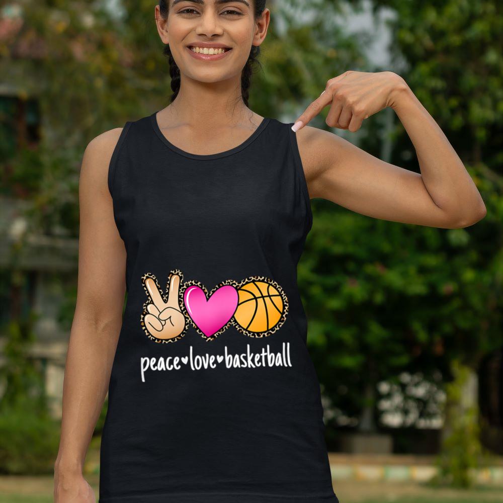 Mckenzieshoponline Peace Love Basketball Leopard Print Women Girls Basketball Tank Top - Image 4