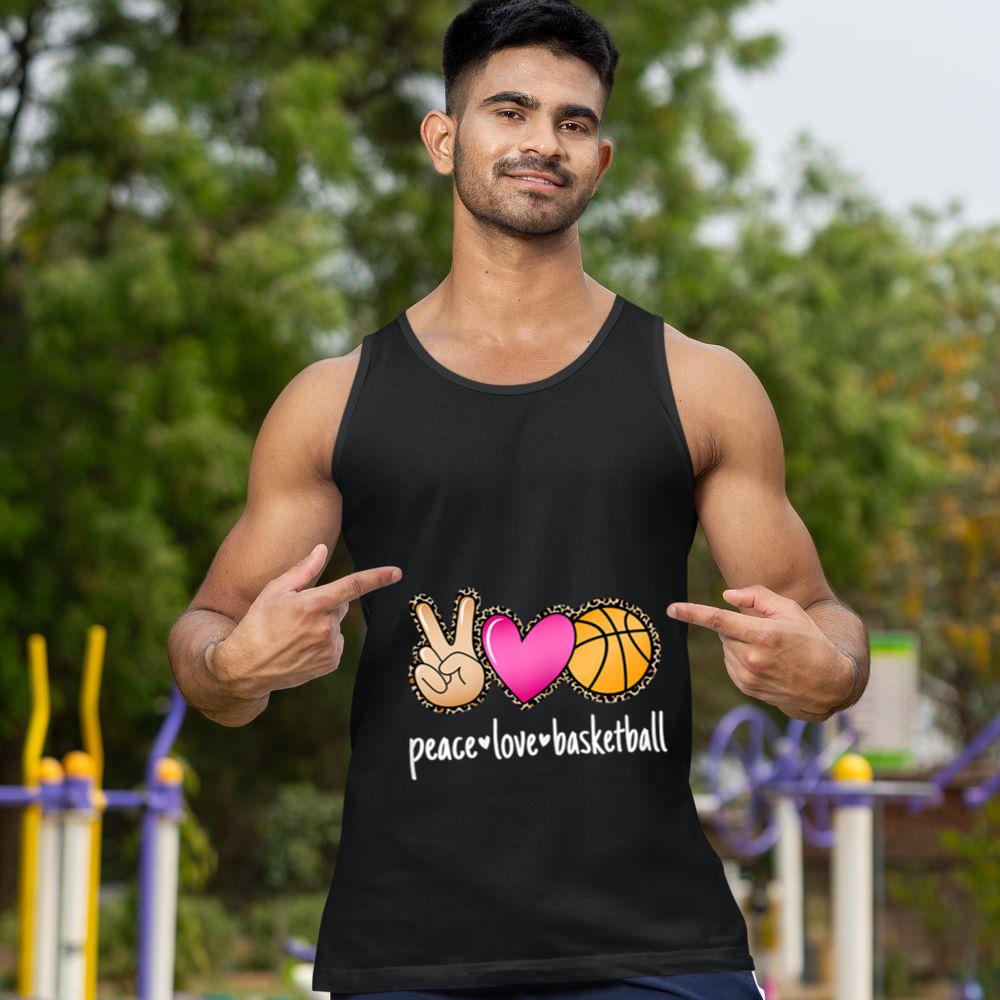 Mckenzieshoponline Peace Love Basketball Leopard Print Women Girls Basketball Tank Top - Image 2