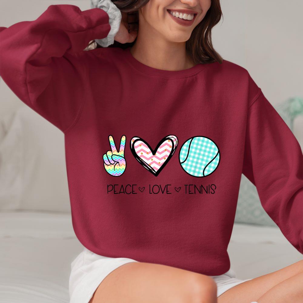 Mckenzieshoponline Peace Love Tennis Cute Design for Women Teen Girls Sweatshirt - Image 5