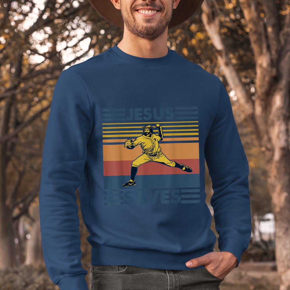 Mckenzieshoponline - Retro Distressed Jesus Saves Baseball Sweatshirt - Image 3