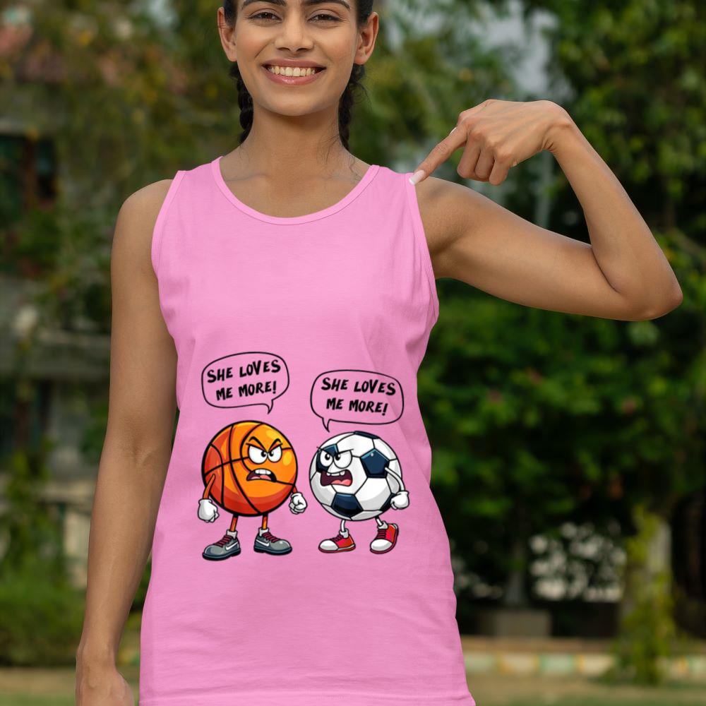 Mckenzieshoponline She loves me more Basketball soccer for women Tank Top - Image 5