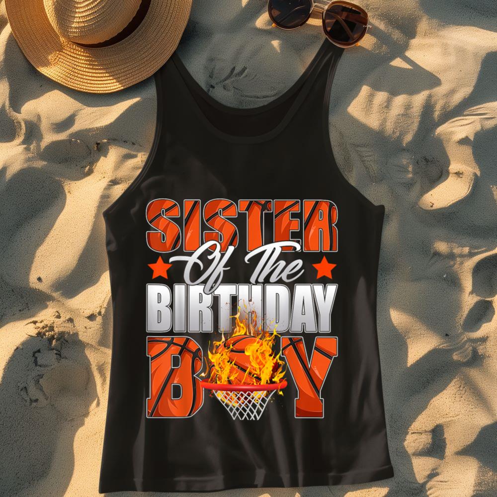 Mckenzieshoponline Sister Of The Birthday Boy Basketball Bday Celebration Tank Top