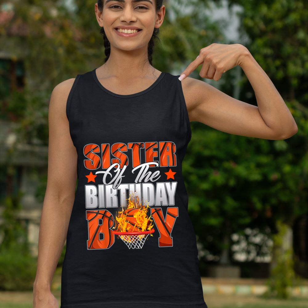Mckenzieshoponline Sister Of The Birthday Boy Basketball Bday Celebration Tank Top - Image 4