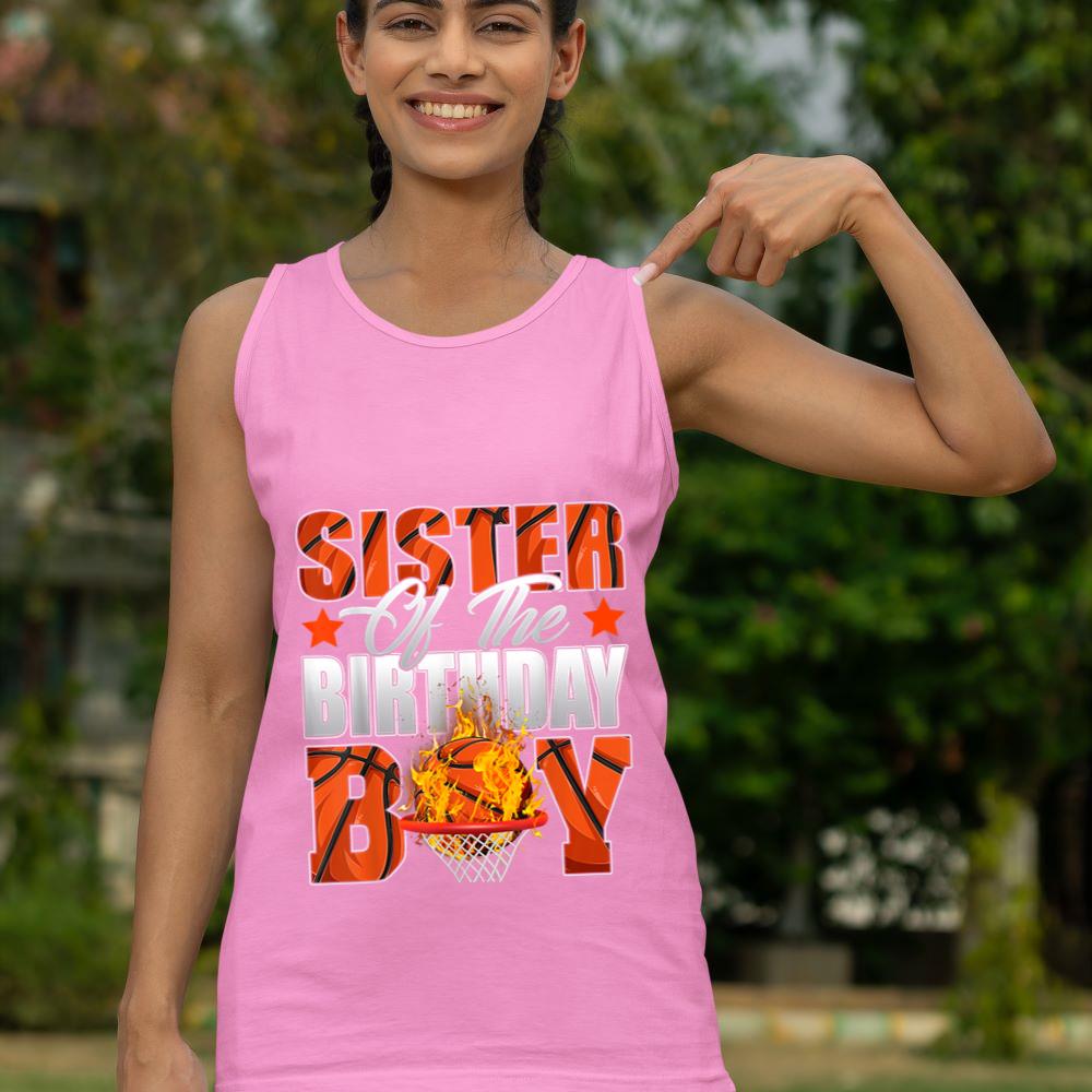 Mckenzieshoponline Sister Of The Birthday Boy Basketball Bday Celebration Tank Top - Image 5