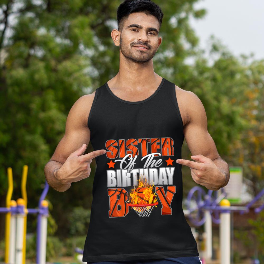 Mckenzieshoponline Sister Of The Birthday Boy Basketball Bday Celebration Tank Top - Image 2