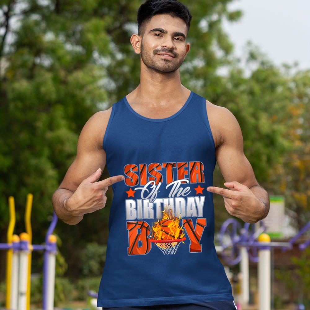 Mckenzieshoponline Sister Of The Birthday Boy Basketball Bday Celebration Tank Top - Image 3
