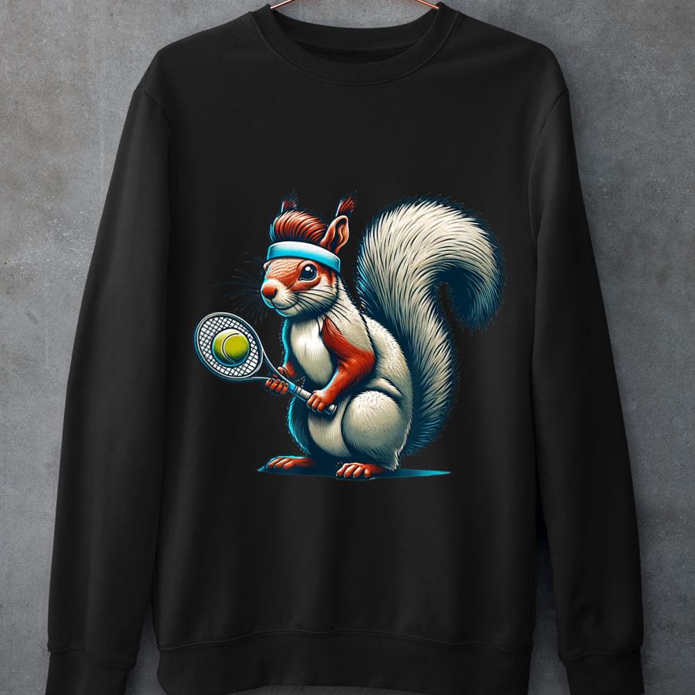 Mckenzieshoponline Squirrel Tennis Player Animal Lover Design Sweatshirt