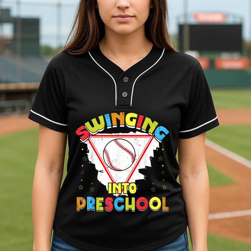 Mckenzieshoponline Swinging Into Preschool First Day Of School Baseball Baseball Jersey - Image 4