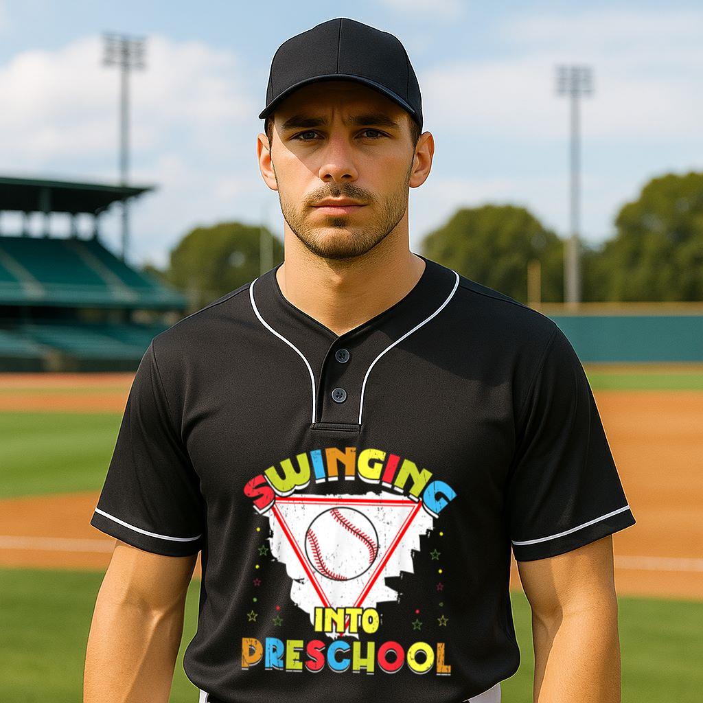 Mckenzieshoponline Swinging Into Preschool First Day Of School Baseball Baseball Jersey - Image 2