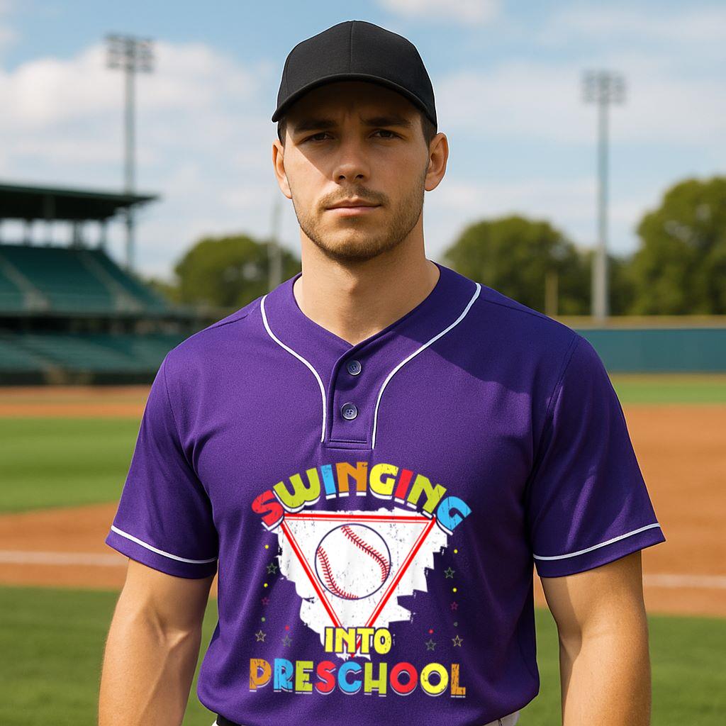 Mckenzieshoponline Swinging Into Preschool First Day Of School Baseball Baseball Jersey - Image 3