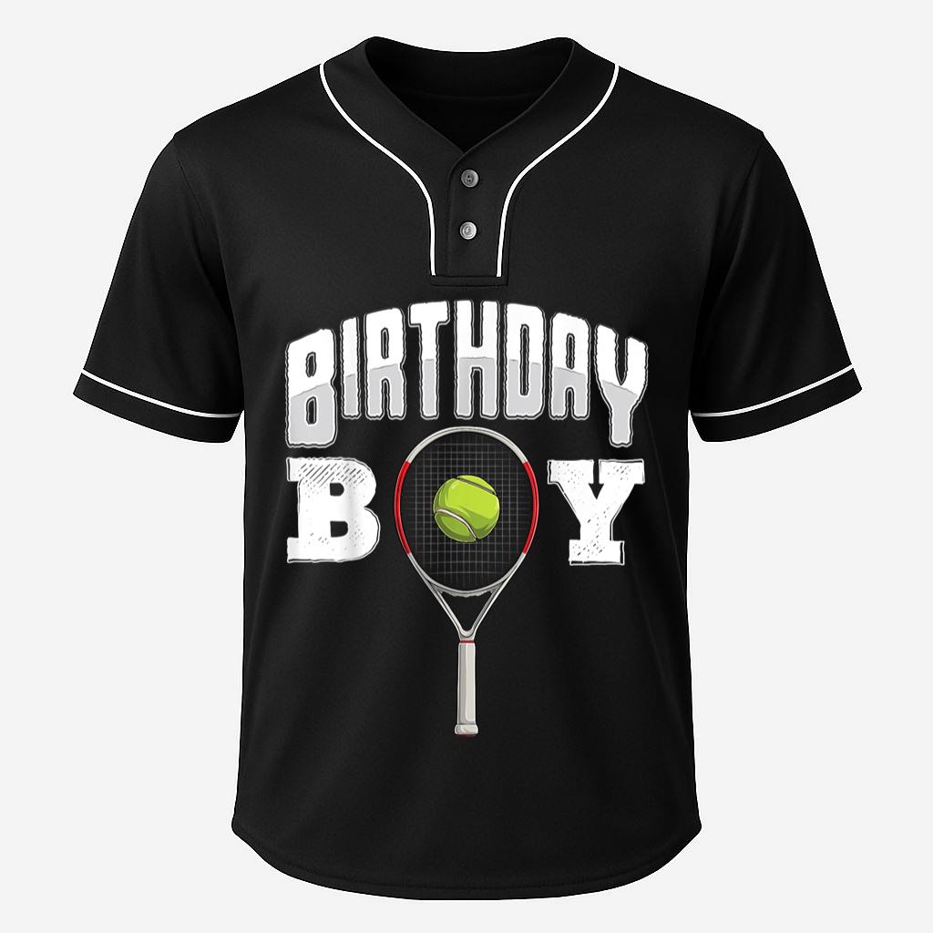 Mckenzieshoponline Tennis Birthday Boy Kids Men Tennis player birthday Baseball Jersey