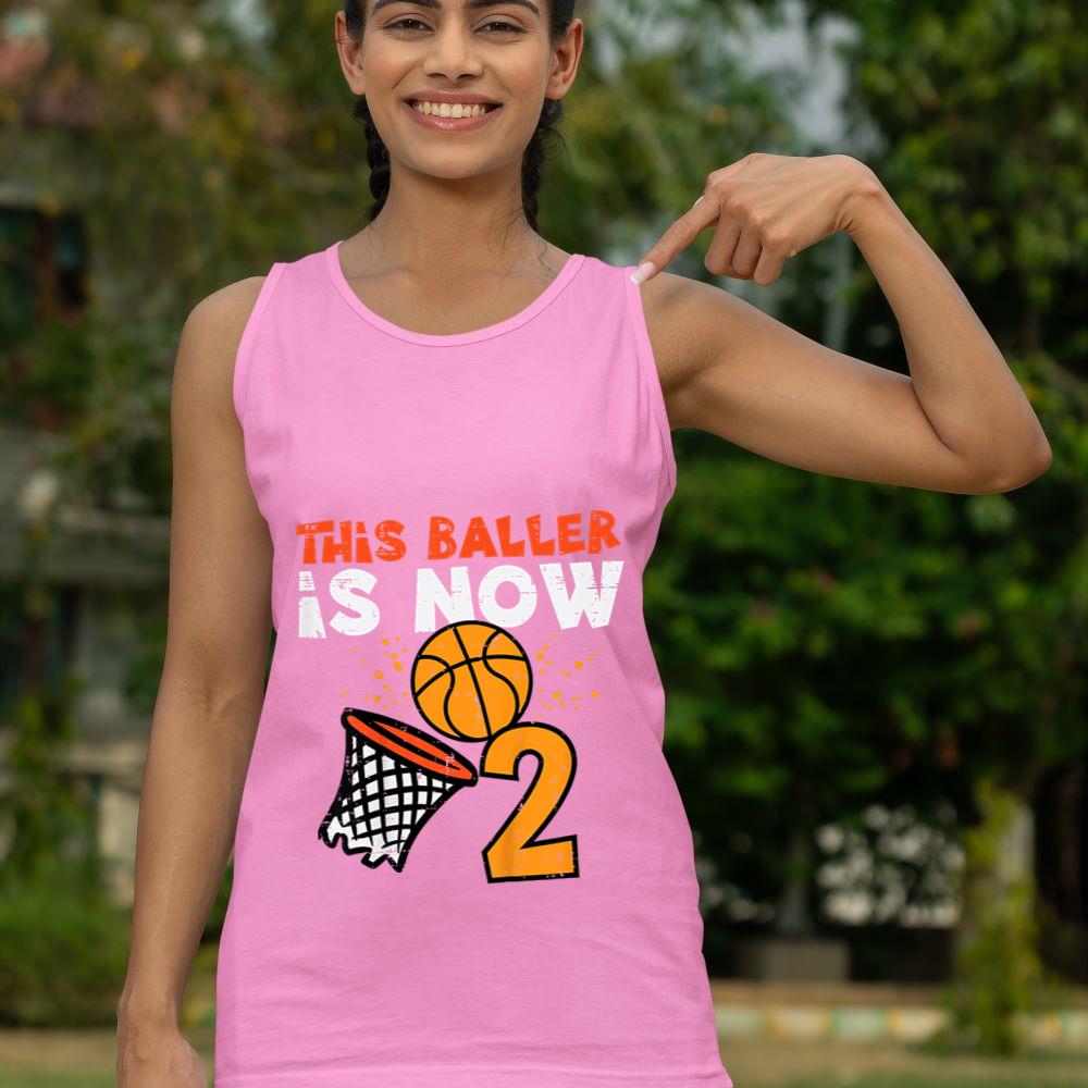 Mckenzieshoponline This Baller Is Now 2 Basketball 2nd Birthday Bday Boys Kids Tank Top - Image 5