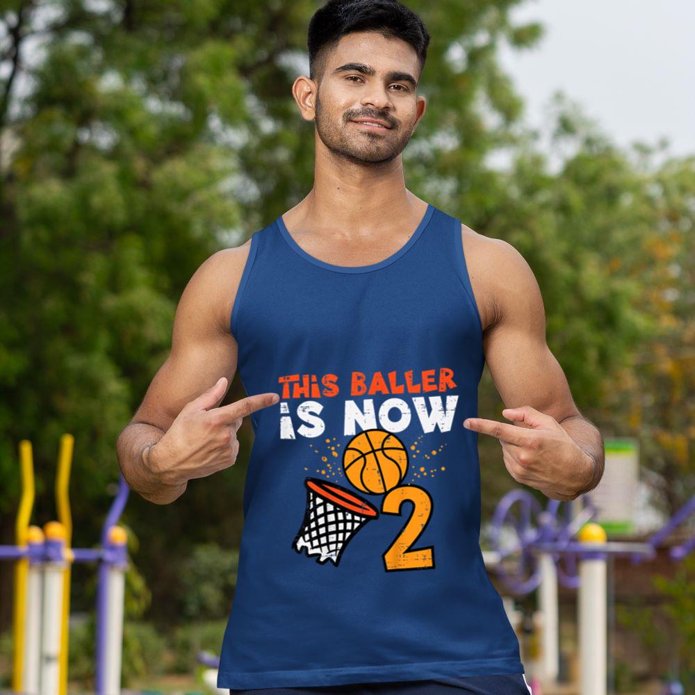Mckenzieshoponline This Baller Is Now 2 Basketball 2nd Birthday Bday Boys Kids Tank Top - Image 3