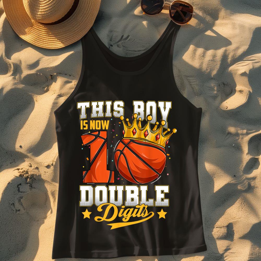 Mckenzieshoponline This Boy Double Digits Ten Basketball 10 Year Old Birthday Tank Top