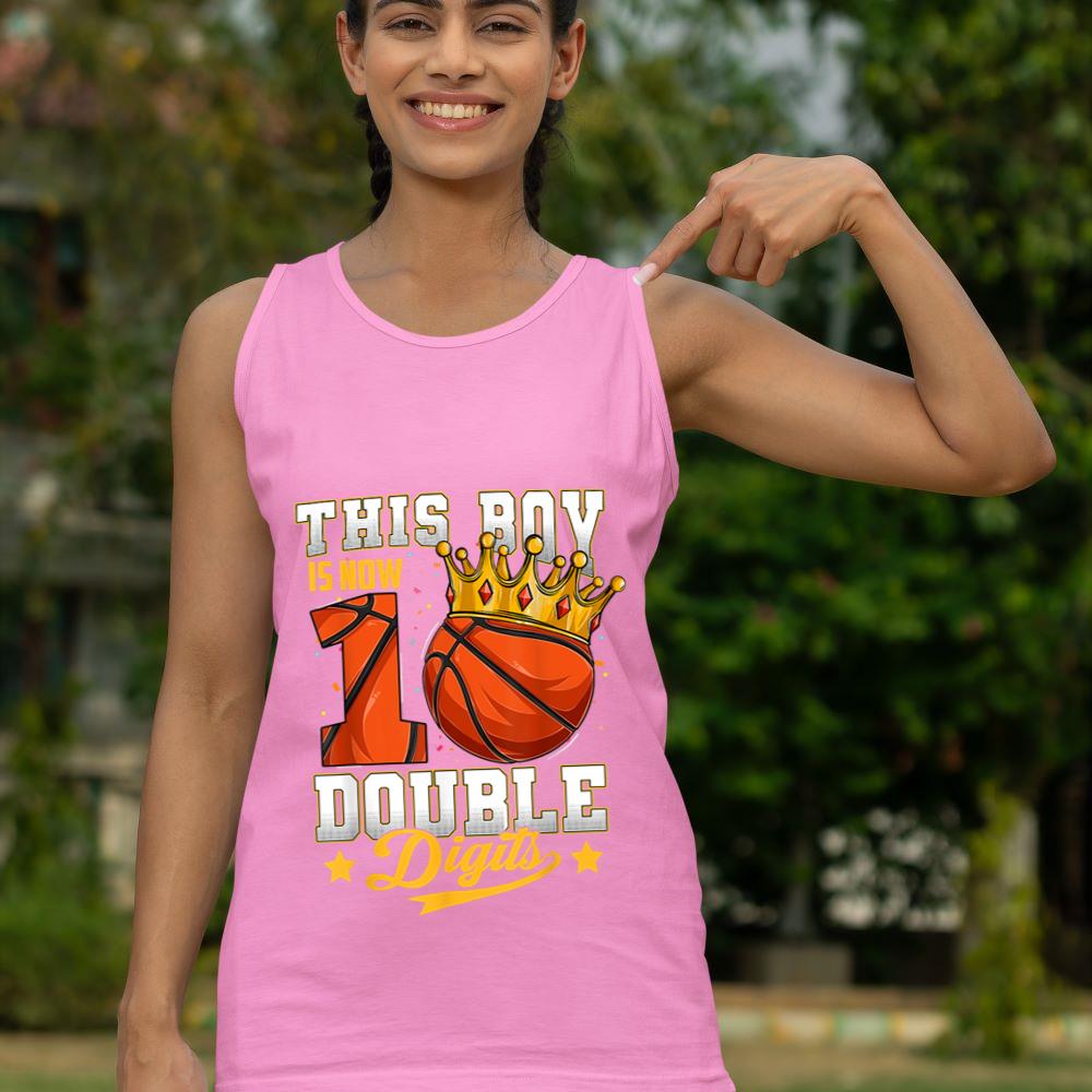 Mckenzieshoponline This Boy Double Digits Ten Basketball 10 Year Old Birthday Tank Top - Image 5