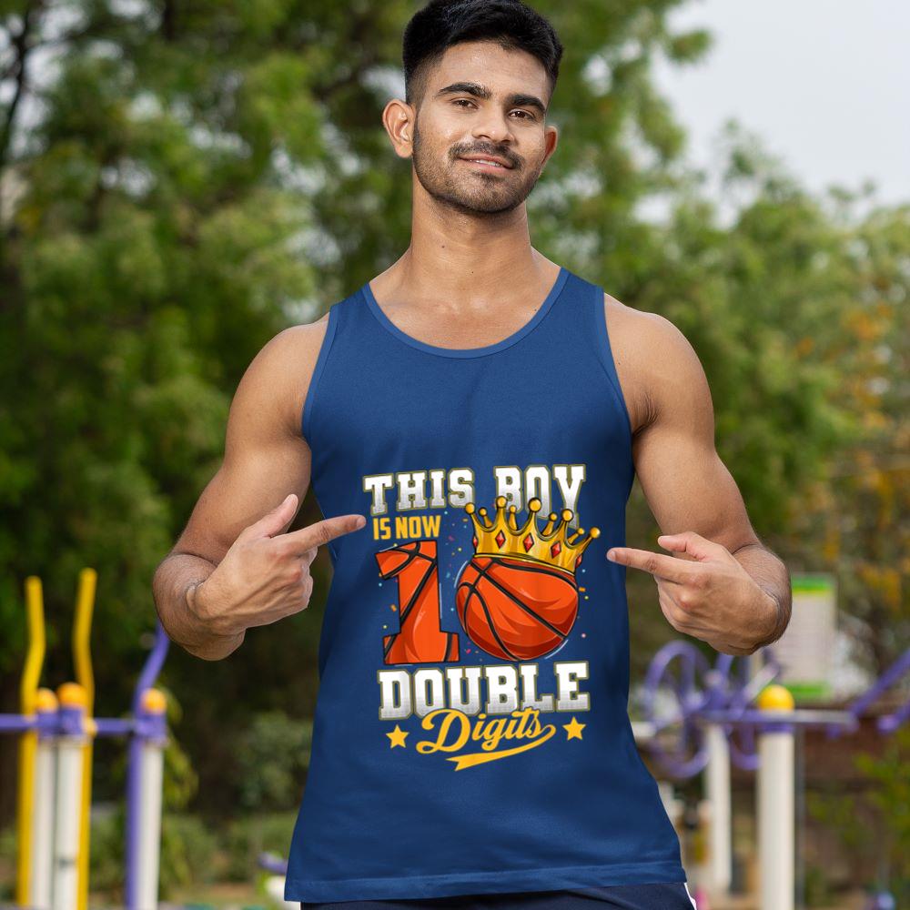 Mckenzieshoponline This Boy Double Digits Ten Basketball 10 Year Old Birthday Tank Top - Image 3