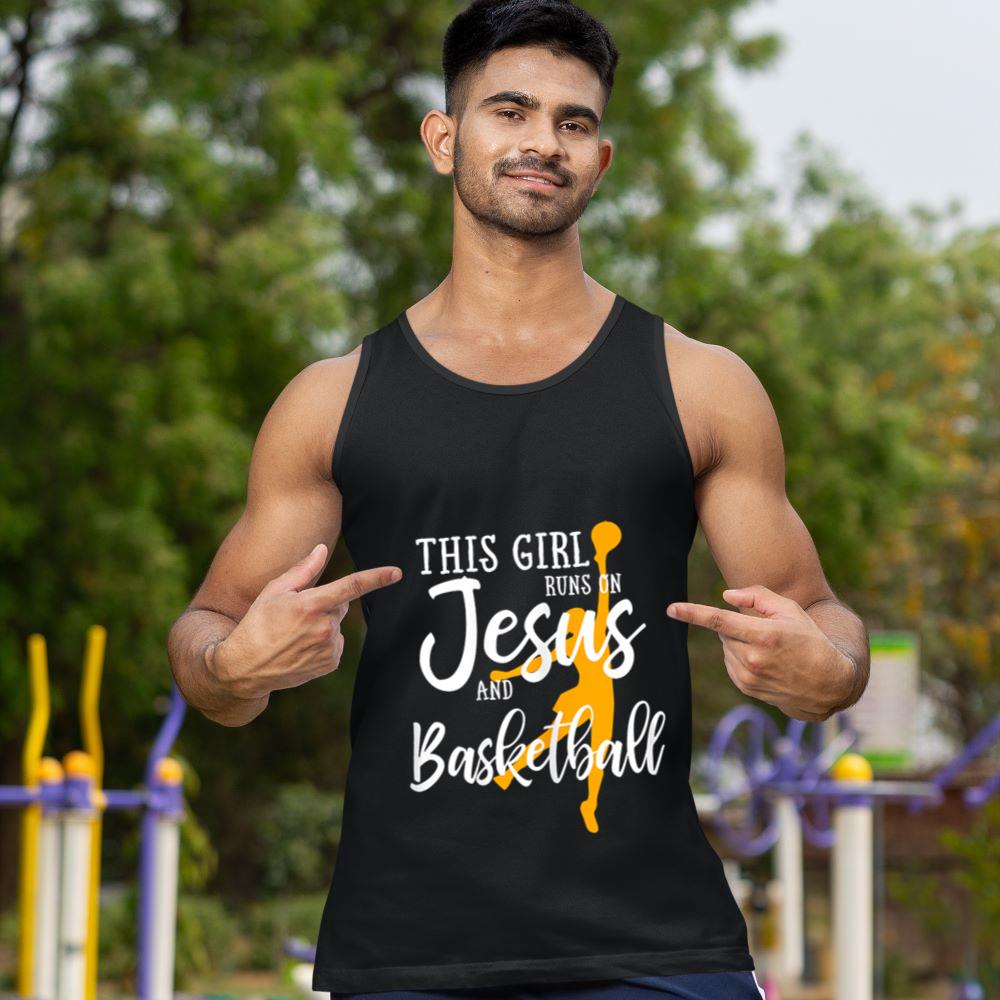 Mckenzieshoponline This Girl Runs On Jesus And Basketball Christian Gift Tank Top - Image 2