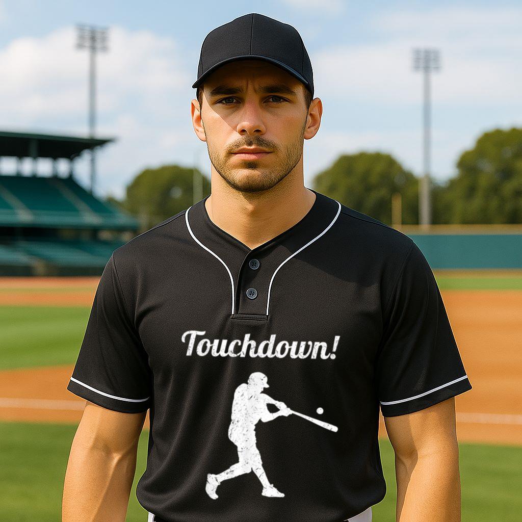 Mckenzieshoponline Touchdown Baseball Vintage Retro Baseball Player Gift Baseball Jersey - Image 2