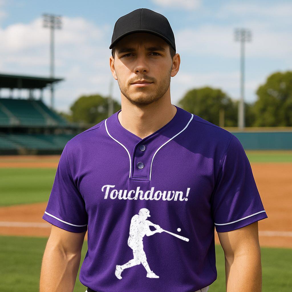 Mckenzieshoponline Touchdown Baseball Vintage Retro Baseball Player Gift Baseball Jersey - Image 3