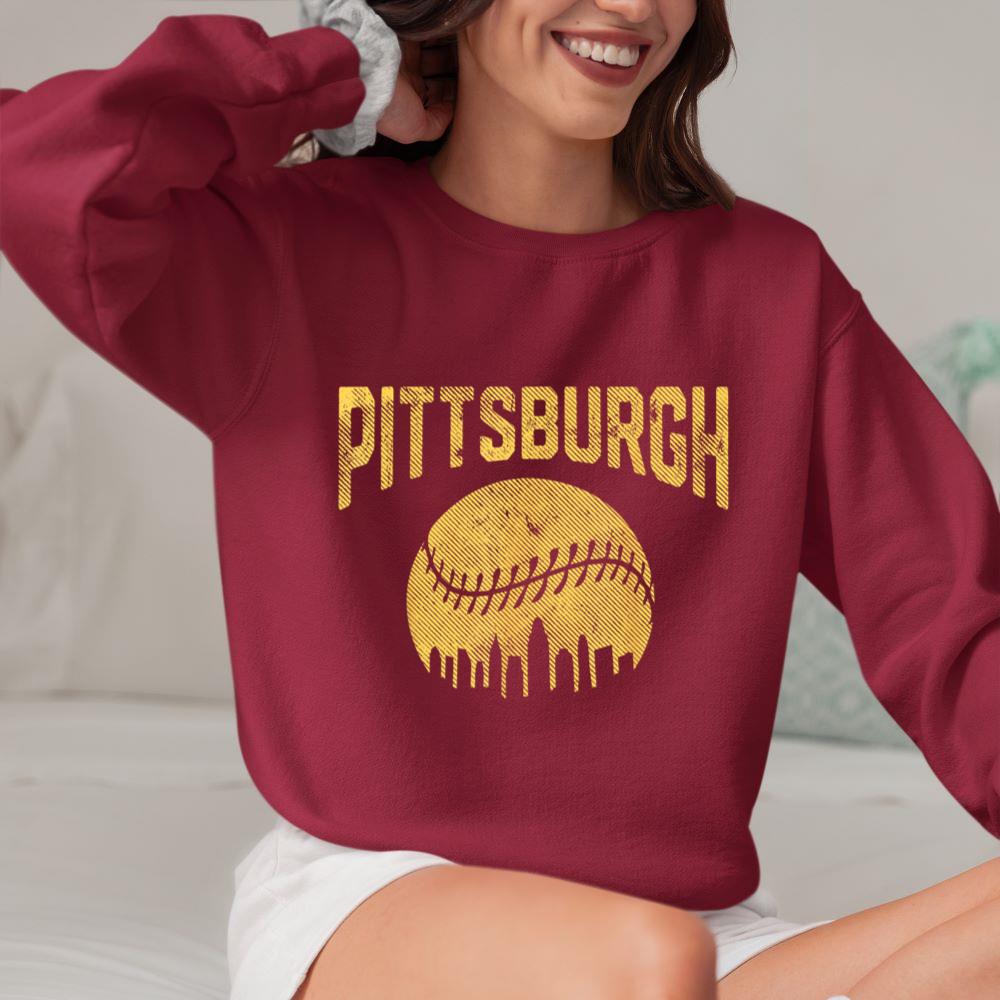 Mckenzieshoponline - Vintage Pittsburgh Pennsylvania Baseball Fans Skyline Sports Sweatshirt - Image 5