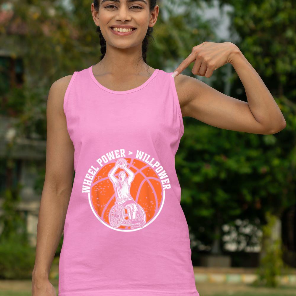 Mckenzieshoponline Wheel power  Willpower - Wheelchair Basketball Tank Top - Image 5