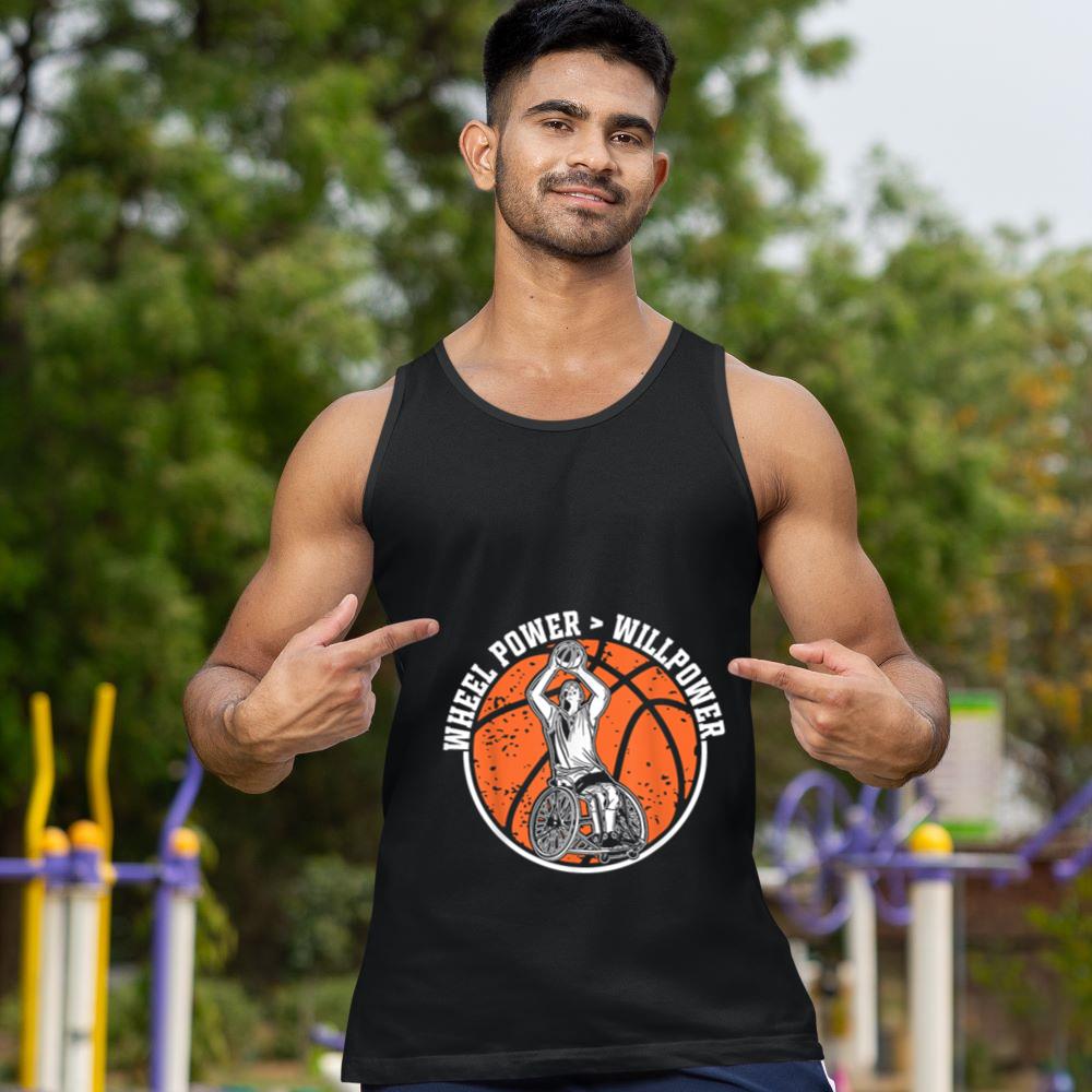 Mckenzieshoponline Wheel power  Willpower - Wheelchair Basketball Tank Top - Image 2