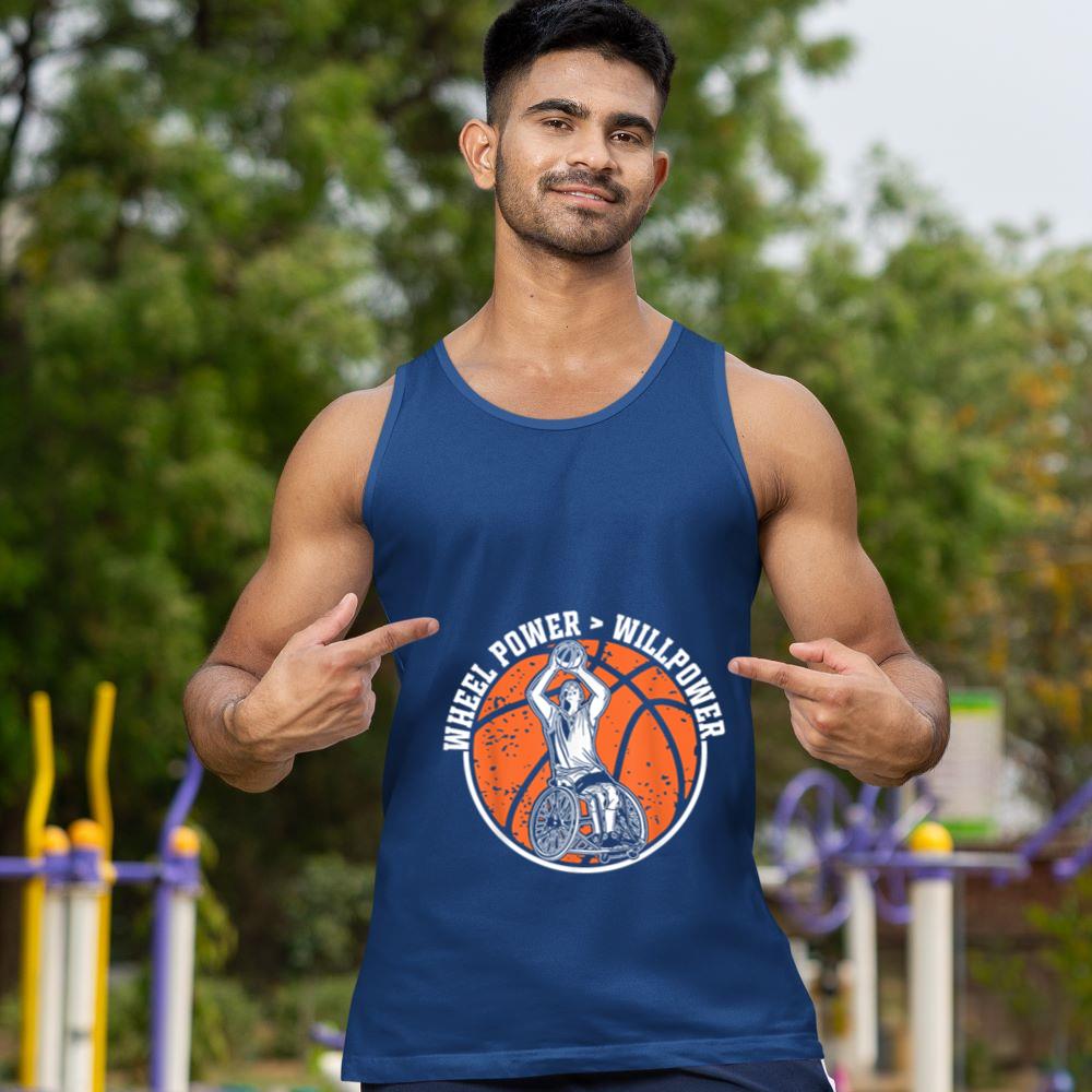 Mckenzieshoponline Wheel power  Willpower - Wheelchair Basketball Tank Top - Image 3