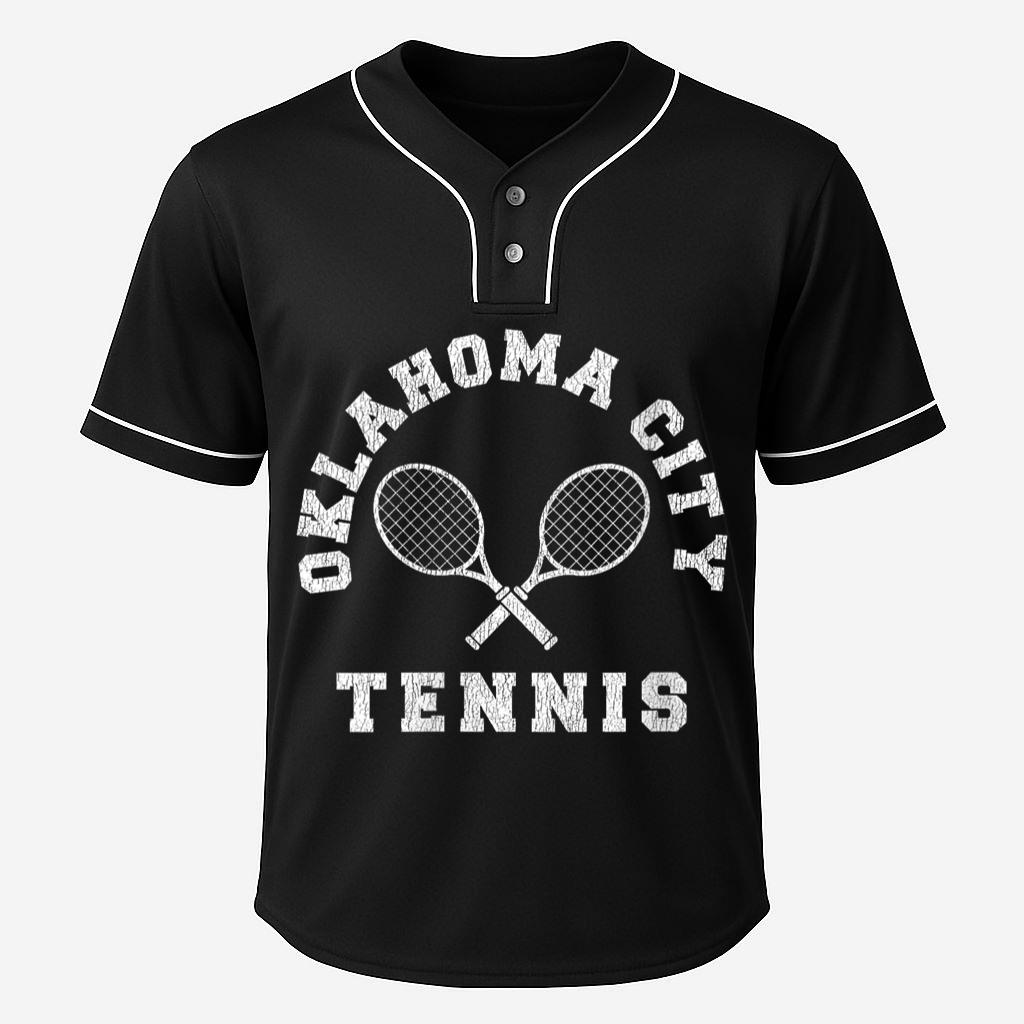 Mckenzieshoponline Womens Oklahoma City Vintage Tennis Team Distressed Retro 90s Vibe V-Neck Baseball Jersey