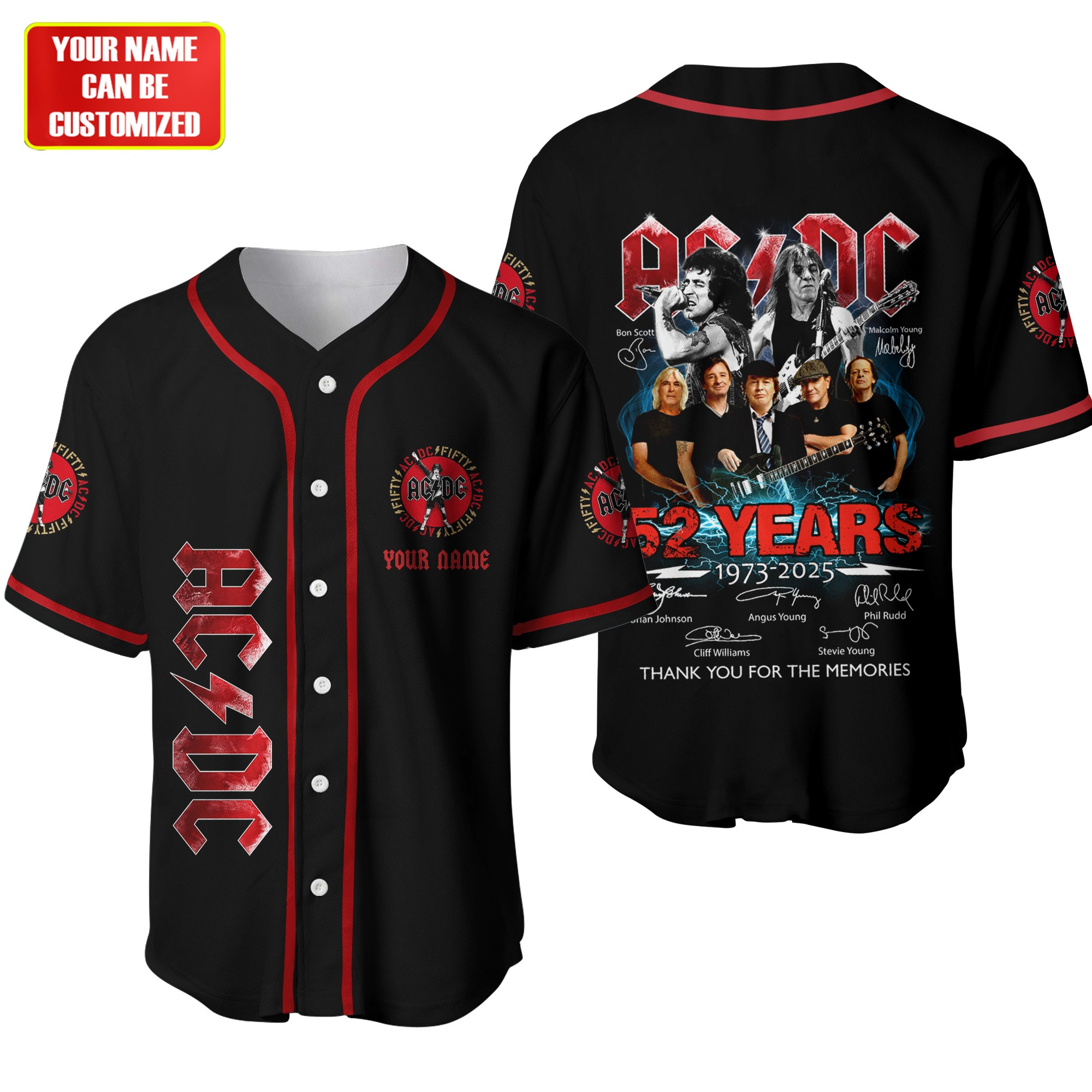 Jerseytrend AC/DC Band 52 Years Anniversary Personalized Baseball Jersey For Fans - Image 4