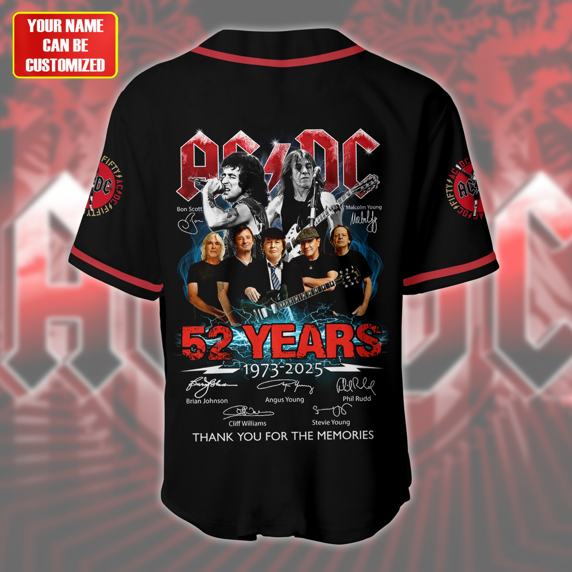 Jerseytrend AC/DC Band 52 Years Anniversary Personalized Baseball Jersey For Fans - Image 3