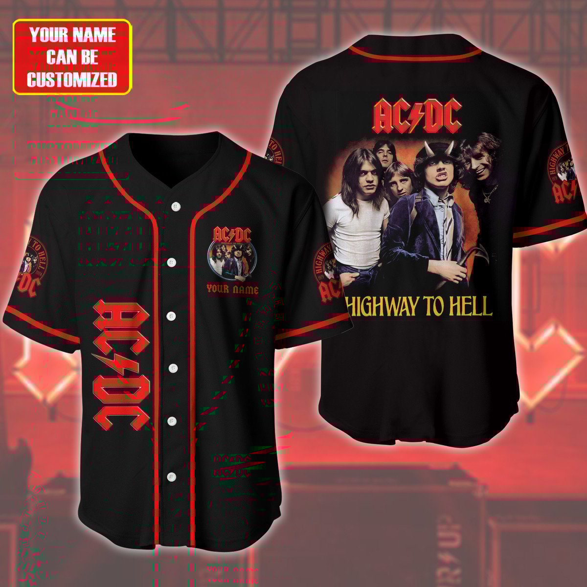 Jerseytrend AC/DC Band Highway to Hell Personalized Baseball Jersey For Fans