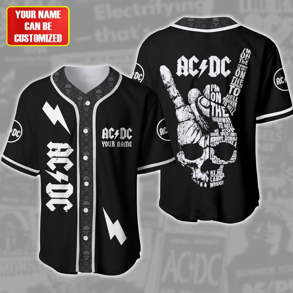 Jerseytrend AC/DC Band Personalized Baseball Jersey For Fans