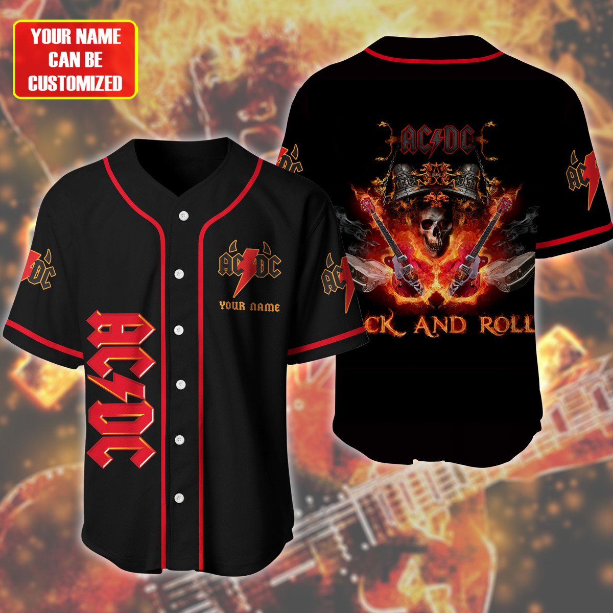 Jerseytrend AC/DC Band Rock And Roll Personalized Baseball Jersey For Fans - Image 2