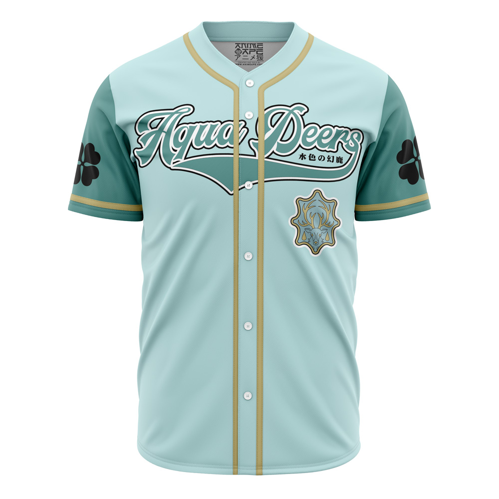 Mckenzieshoponline Aqua Deers Black Clover Personalized Baseball Jersey For Fans