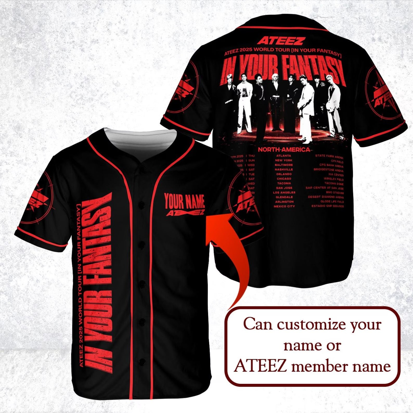 Mckenzieshoponline Ateez World Tour In Your Fantasy Personalized Baseball Jersey For Fans